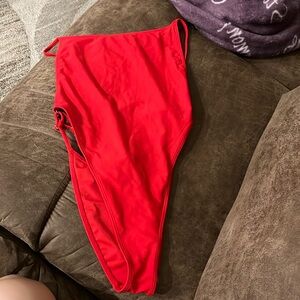 Red one-piece swimsuit